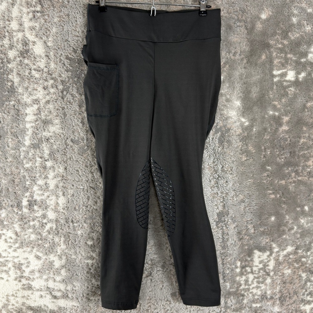 TuffRider Size L Booty Equestrian Silicone Grip Riding Breeches Charcoal Women